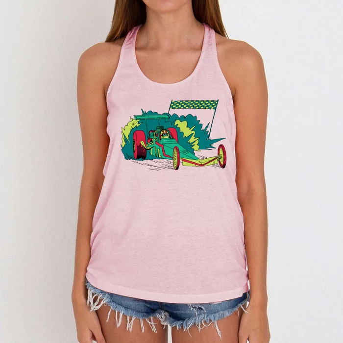 Neon Drag Racing Car Women's Knotted Racerback Tank