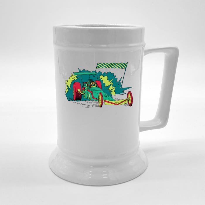 Neon Drag Racing Car Front & Back Beer Stein