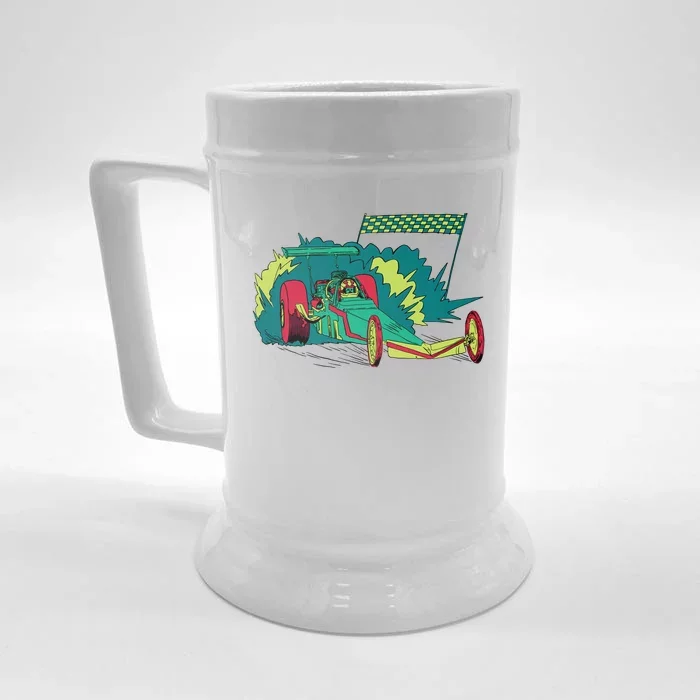 Neon Drag Racing Car Front & Back Beer Stein