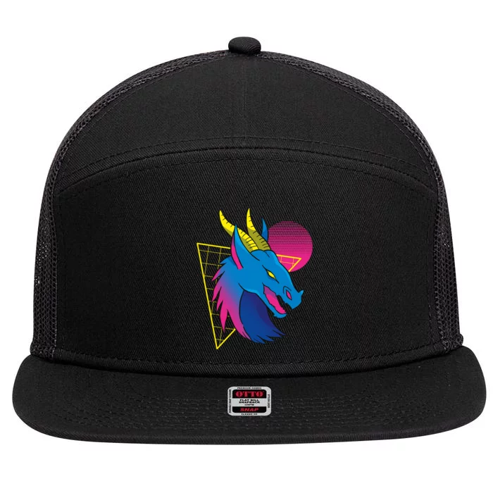 Neon Dragon Face 7 Panel Mesh Trucker Snapback Hat