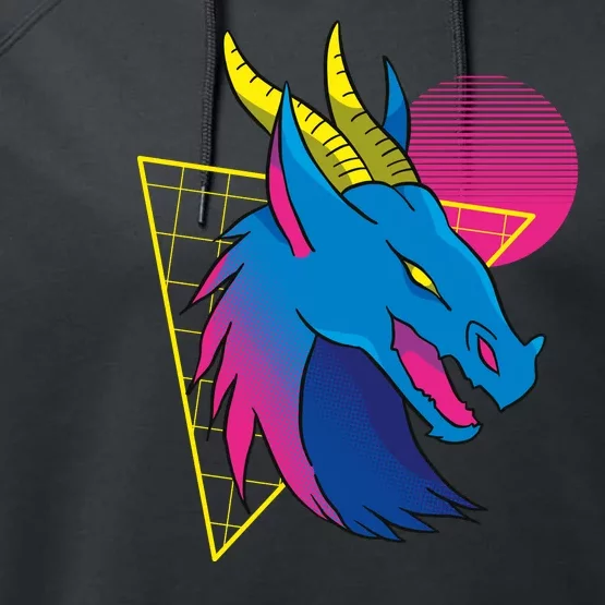 Neon Dragon Face Performance Fleece Hoodie