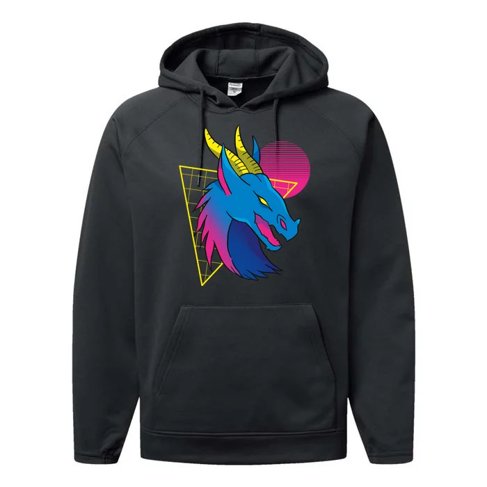 Neon Dragon Face Performance Fleece Hoodie