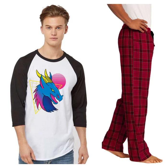 Neon Dragon Face Raglan Sleeve Pajama Set