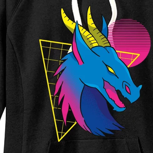 Neon Dragon Face Women's Fleece Hoodie