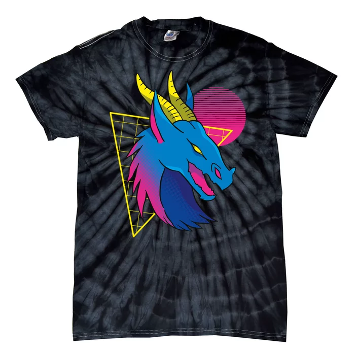 Neon Dragon Face Tie-Dye T-Shirt