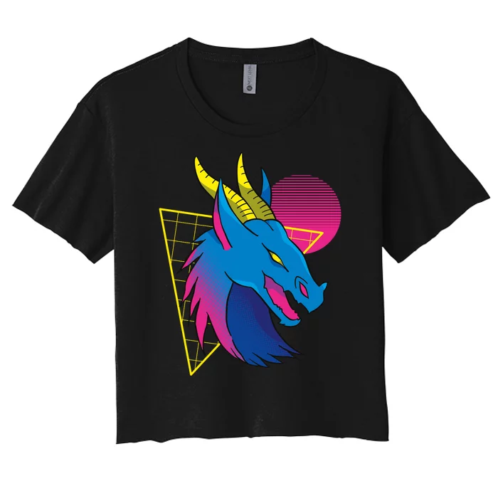 Neon Dragon Face Women's Crop Top Tee