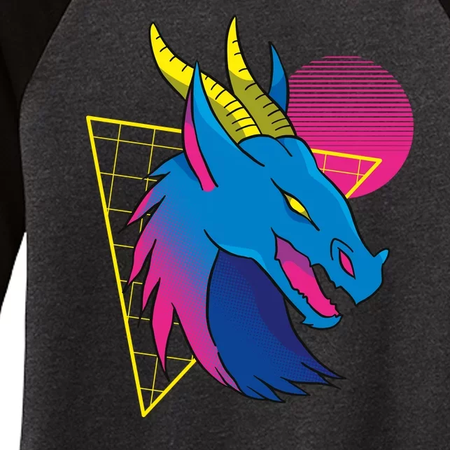 Neon Dragon Face Women's Tri-Blend 3/4-Sleeve Raglan Shirt