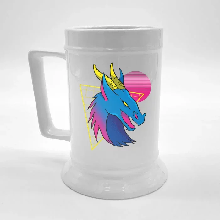 Neon Dragon Face Front & Back Beer Stein