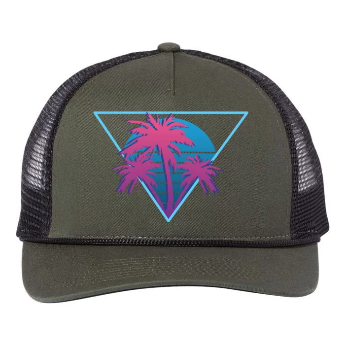 Neon Palm Trees Retro Rope Trucker Hat Cap