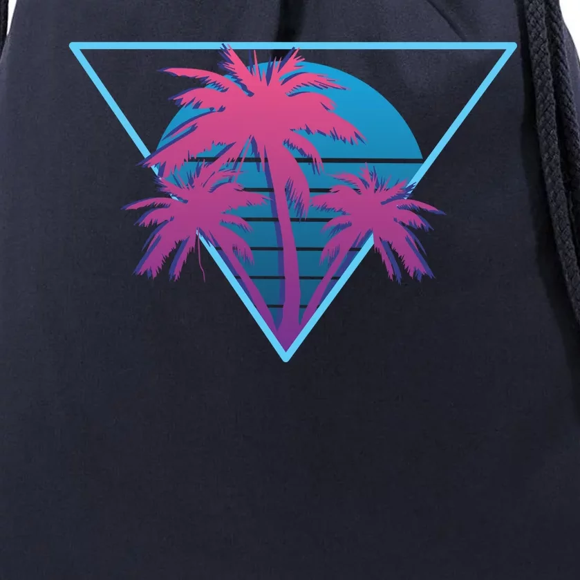 Neon Palm Trees Drawstring Bag