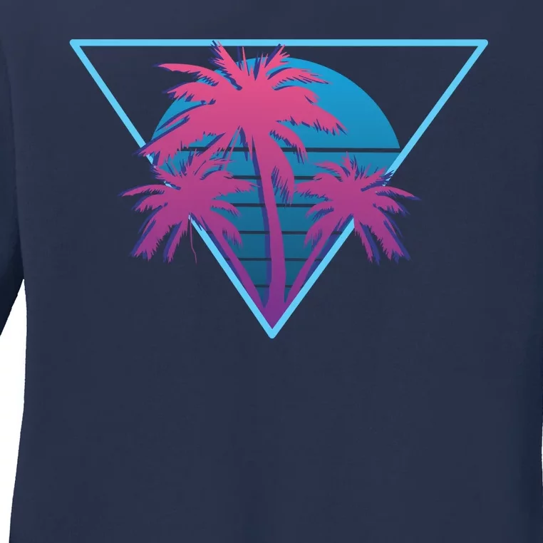 Neon Palm Trees Ladies Long Sleeve Shirt