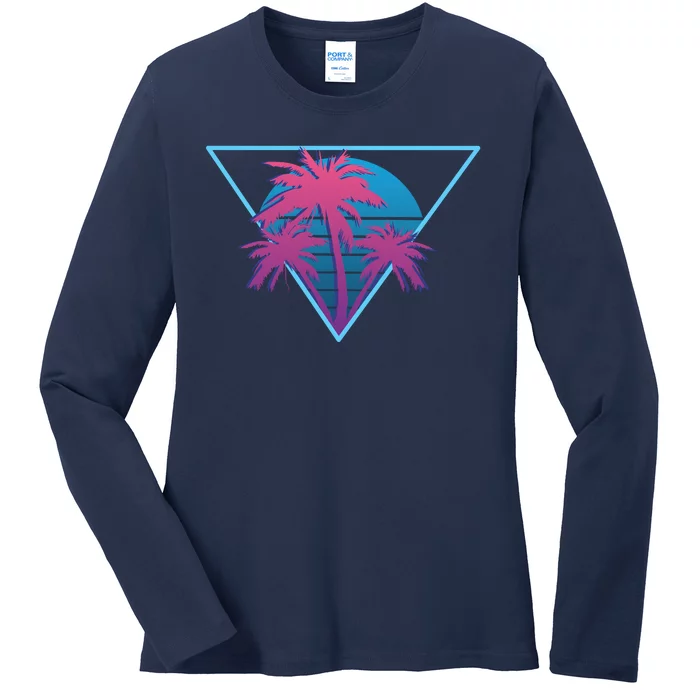 Neon Palm Trees Ladies Long Sleeve Shirt