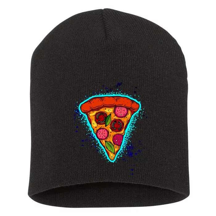 Neon Pizza Short Acrylic Beanie