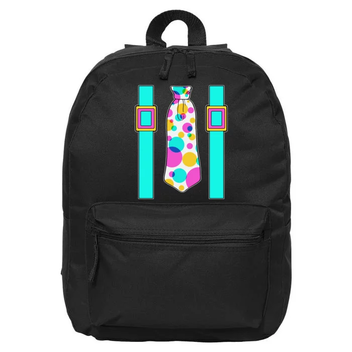 Neon Polka Dot 80s Party Tie And Suspenders 16 in Basic Backpack