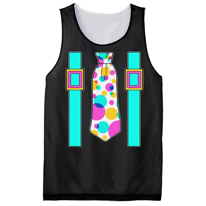 Neon Polka Dot 80s Party Tie And Suspenders Mesh Reversible Basketball Jersey Tank