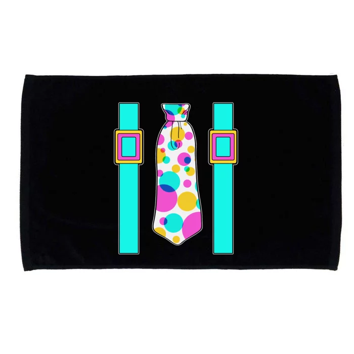 Neon Polka Dot 80s Party Tie And Suspenders Microfiber Hand Towel