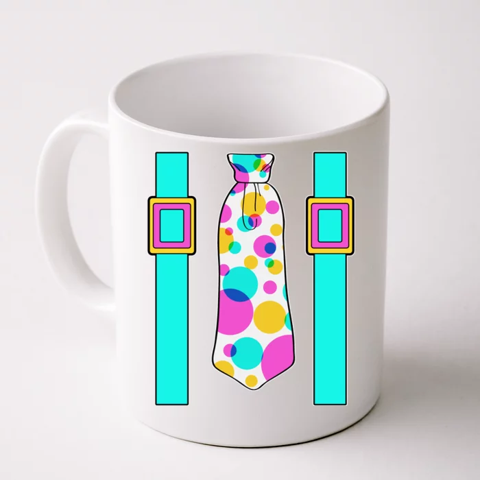 Neon Polka Dot 80s Party Tie And Suspenders Front & Back Coffee Mug