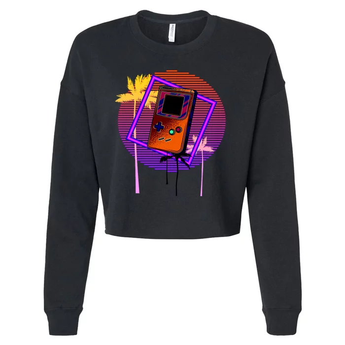 Neon Retro Video Game Cropped Pullover Crew