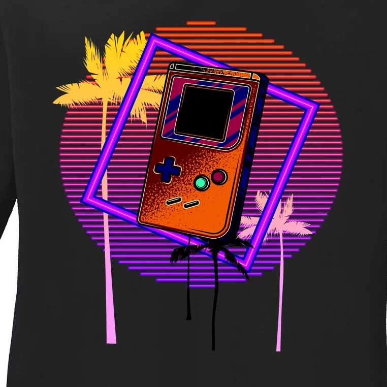 Neon Retro Video Game Ladies Long Sleeve Shirt