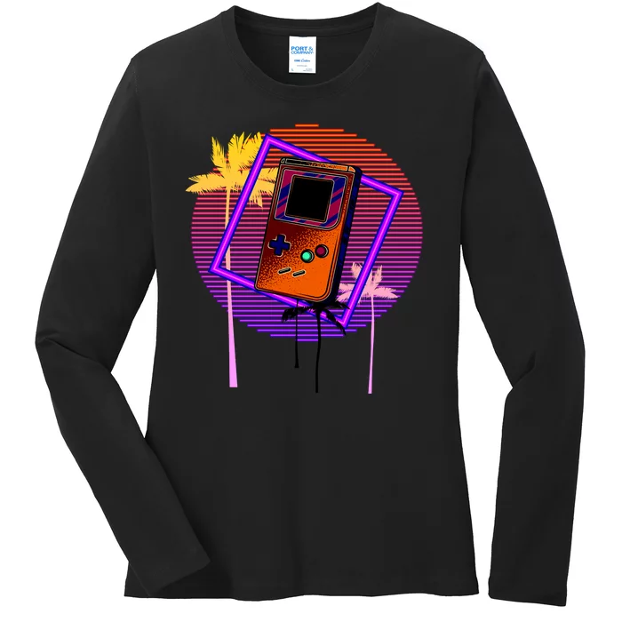 Neon Retro Video Game Ladies Long Sleeve Shirt