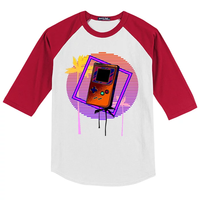 Neon Retro Video Game Kids Colorblock Raglan Jersey