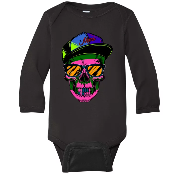 Neon Skeleton Mars Baby Long Sleeve Bodysuit