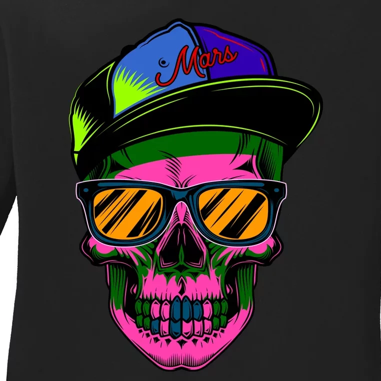 Neon Skeleton Mars Ladies Long Sleeve Shirt