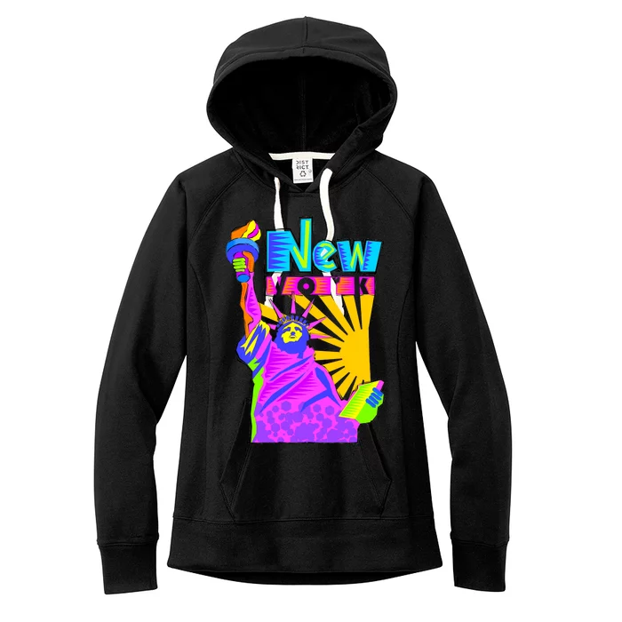 Neon Statue of Liberty Women's Fleece Hoodie