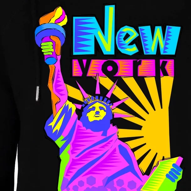 Neon Statue of Liberty Womens Funnel Neck Pullover Hood