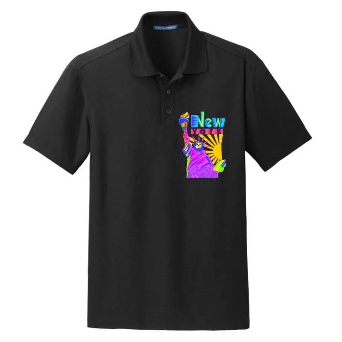 Neon Statue of Liberty Dry Zone Grid Performance Polo