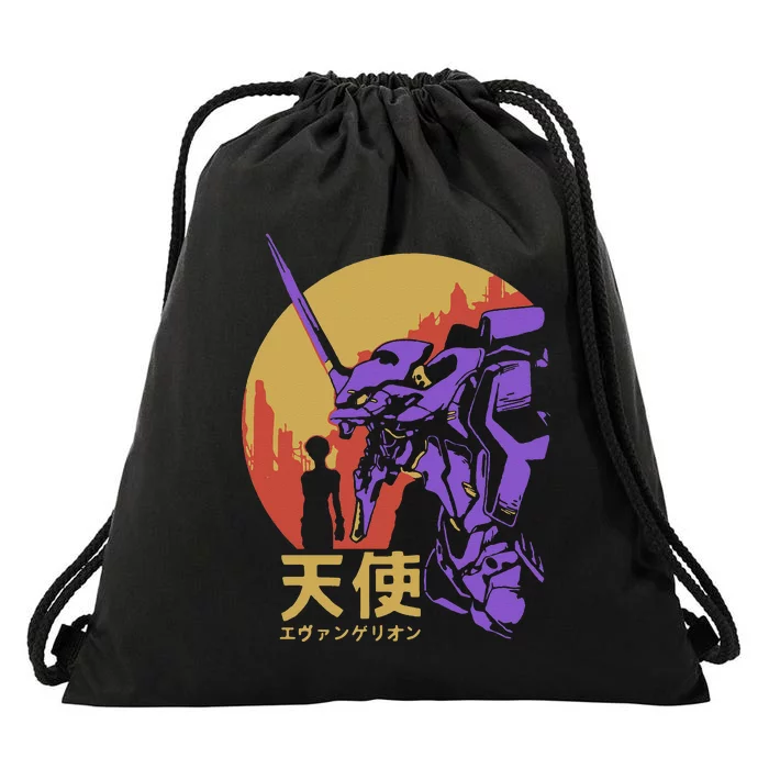 Neon Evangelion Retro Vintage Drawstring Bag