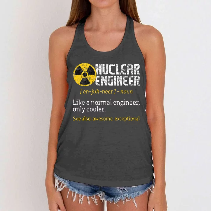 Nuclear Engineer Radioactive Symbol Energy Engineering Women's Knotted Racerback Tank