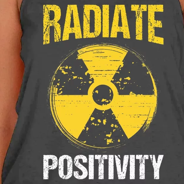 Nuclear Engineering Radiate Positivity Funny Nuclear Science Women's Knotted Racerback Tank