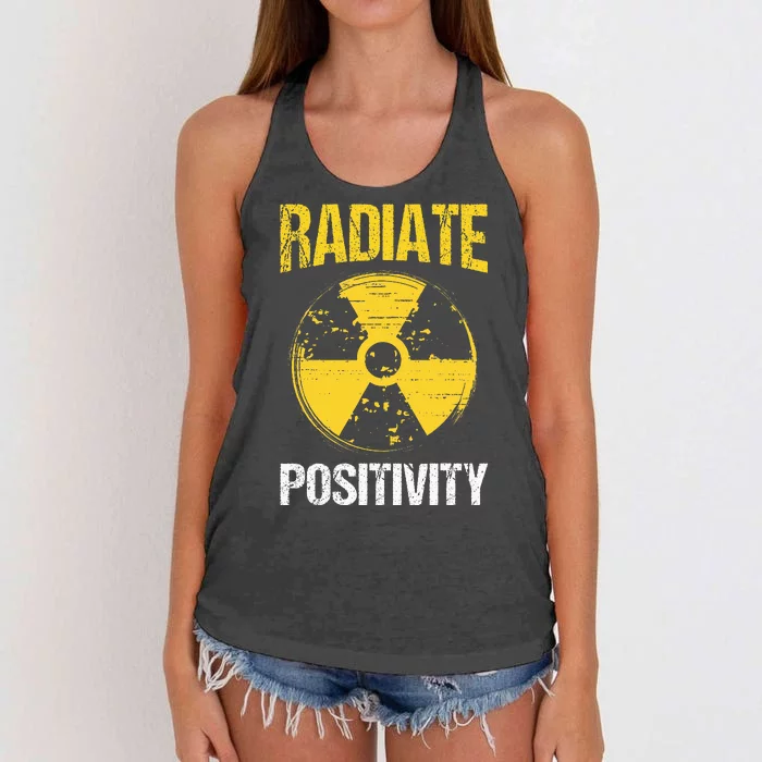 Nuclear Engineering Radiate Positivity Funny Nuclear Science Women's Knotted Racerback Tank