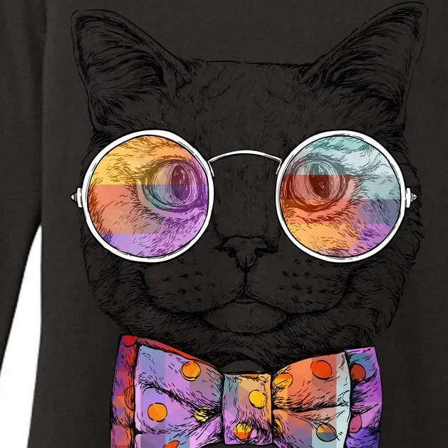 Nerd Cat With Glasses and Bow Tie Womens CVC Long Sleeve Shirt