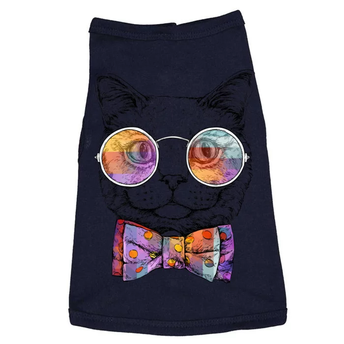 Nerd Cat With Glasses and Bow Tie Doggie Tank