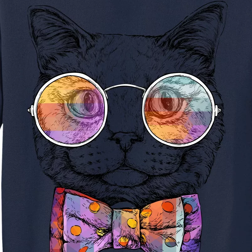 Nerd Cat With Glasses and Bow Tie Tall Sweatshirt