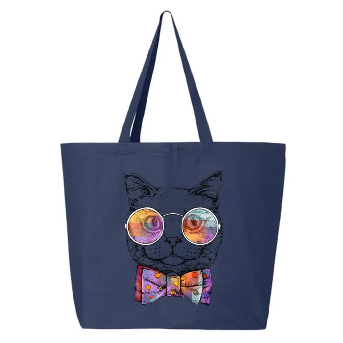 Nerd Cat With Glasses and Bow Tie 25L Jumbo Tote