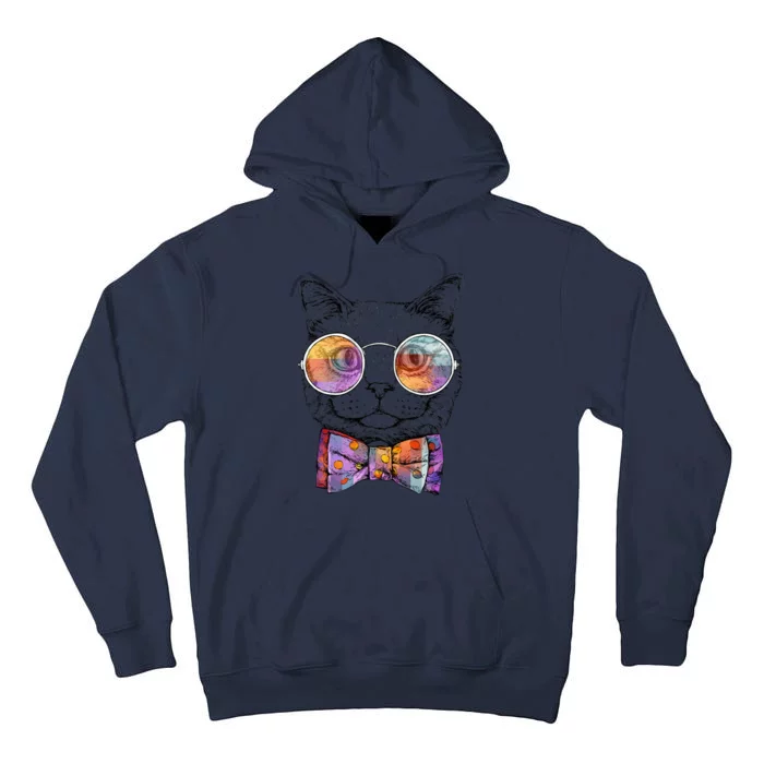 Nerd Cat With Glasses and Bow Tie Tall Hoodie