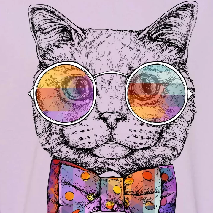 Nerd Cat With Glasses and Bow Tie Garment-Dyed Sweatshirt