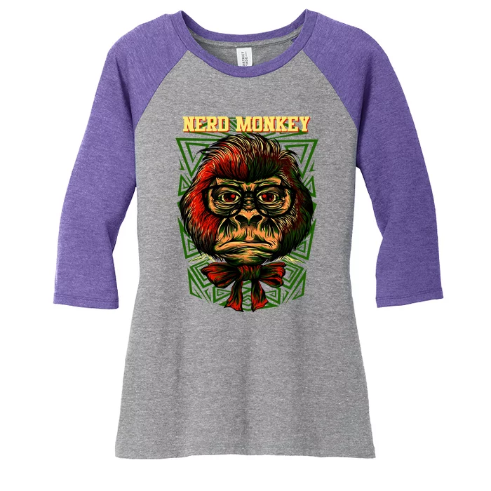 Nerd Monkey Women's Tri-Blend 3/4-Sleeve Raglan Shirt