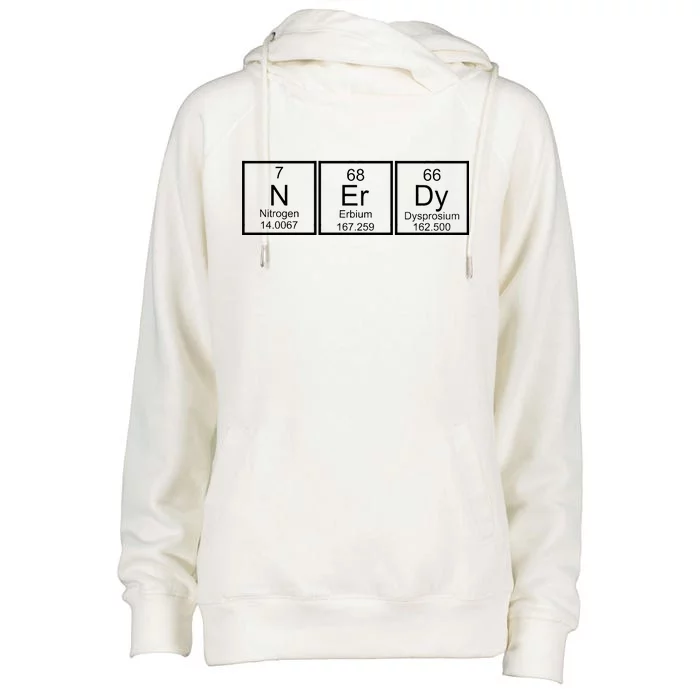 Nerdy Chemistry Periodic Table Womens Funnel Neck Pullover Hood