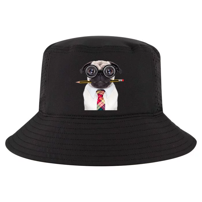 Nerdy Pug Dog With Glasses Cool Comfort Performance Bucket Hat