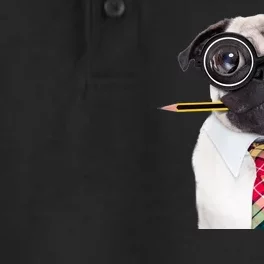 Nerdy Pug Dog With Glasses Dry Zone Grid Performance Polo