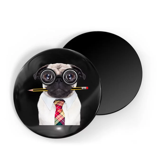 Nerdy Pug Dog With Glasses Magnet