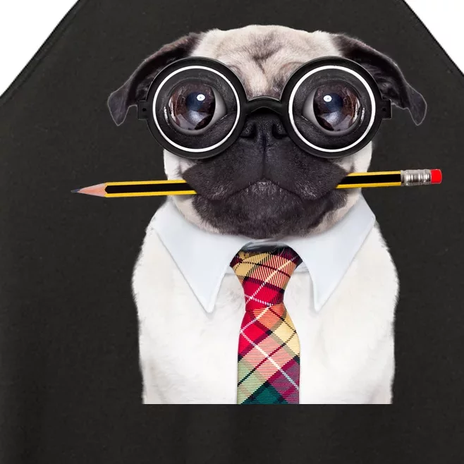 Nerdy Pug Dog With Glasses Women’s Perfect Tri Rocker Tank