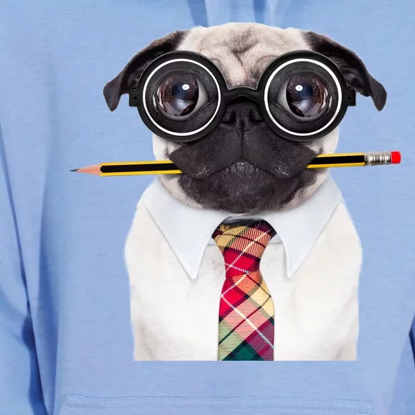 Nerdy Pug Dog With Glasses Unisex Surf Hoodie