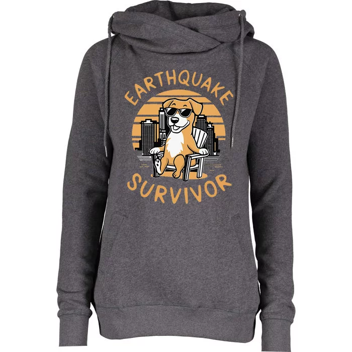 Nyc Earthquake Survivor For Dog Lover Womens Funnel Neck Pullover Hood