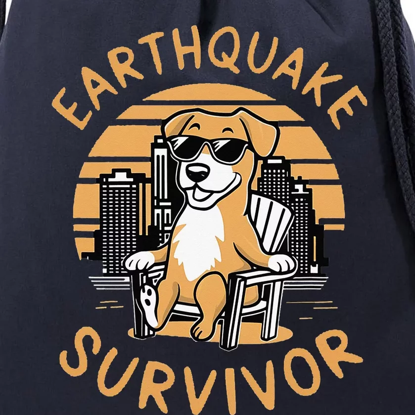 Nyc Earthquake Survivor For Dog Lover Drawstring Bag