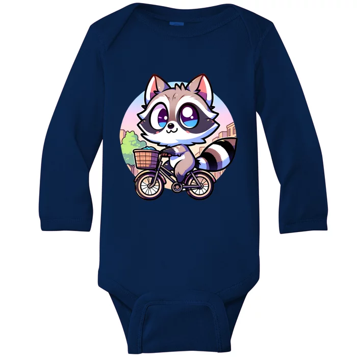 National Endangered Species Day Red Panda Riding A Bicycle Cute Gift Baby Long Sleeve Bodysuit